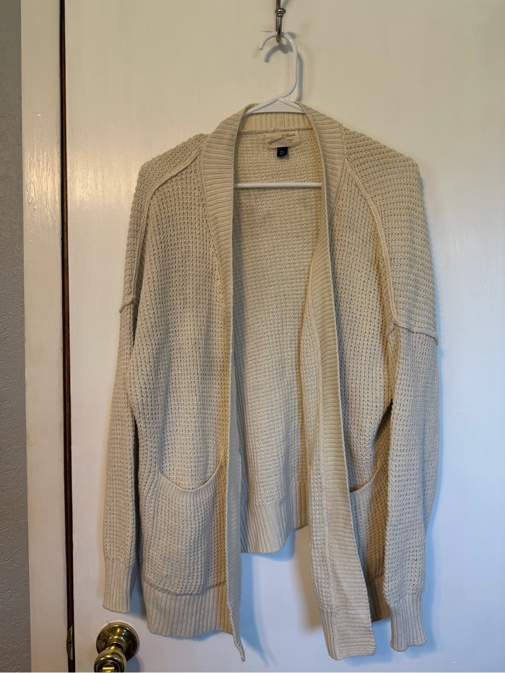 Universal Thread Cream Open-Front Waffle Knit Cardigan